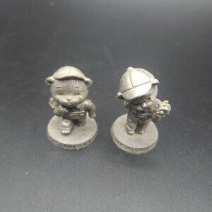 Pewter Figurines Avon (2) Bears First Day of School & Report Card Day.